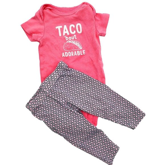 Carters 3M Baby Girl's Taco 'Bout Adorable Neon Bodysuit Pants Matching Set Fun - Picture 9 of 9